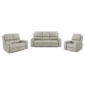 English Elm Boyce Grey Leatherette 3 Piece Power Reclining Living Room Set with USB Charging B062S01999
