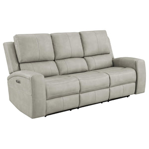 English Elm Boyce Grey Leatherette 3 Piece Power Reclining Living Room Set with USB Charging B062S01999