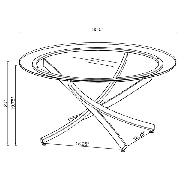 English Elm Connors Rose Brass Tempered Glass Round 2 Piece Coffee and Side Table Set B062S02004