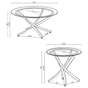 English Elm Connors Rose Brass Sculptural 3 Piece Round Glass Top Living Room Table Set B062S02005