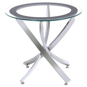 English Elm Connors Round Glass and Chrome 3 Piece Living Room Coffee End Table Set B062S02007