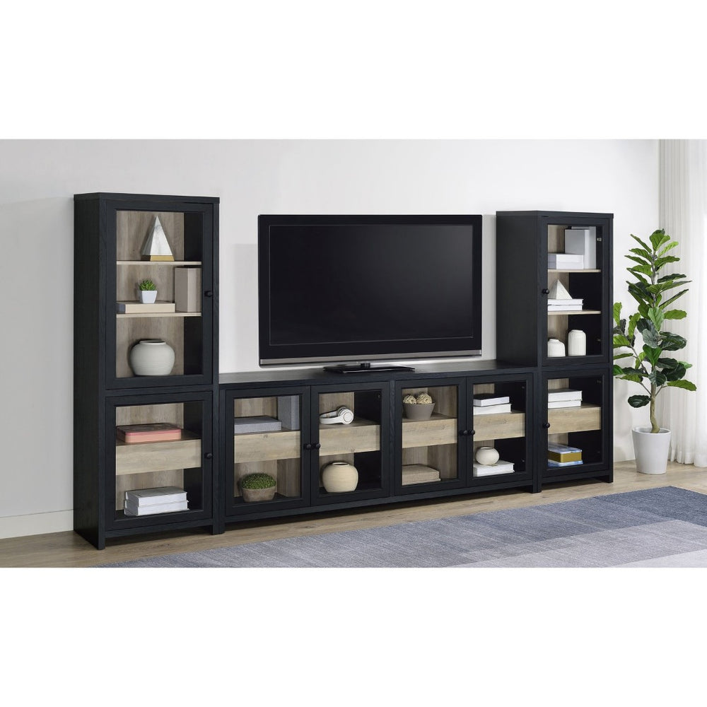 English Elm Kennison Three Piece Media Center with Glass Doors and Tower Storage for Large Tvs B062S02034