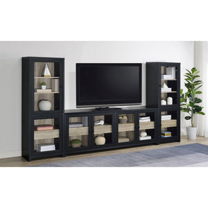 English Elm Kennison Three Piece Media Center with Glass Doors and Tower Storage for Large Tvs B062S02034
