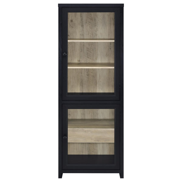 English Elm Kennison Three Piece Media Center with Glass Doors and Tower Storage for Large Tvs B062S02034