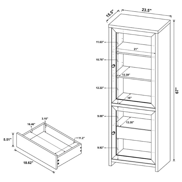 English Elm Kennison Three Piece Media Center with Glass Doors and Tower Storage for Large Tvs B062S02034