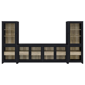 English Elm Kennison Three Piece Media Center with Glass Doors and Tower Storage for Large Tvs B062S02034