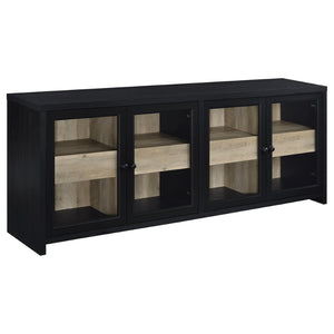 English Elm Kennison Three Piece Media Center with Glass Doors and Tower Storage for Large Tvs B062S02034