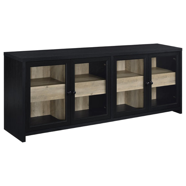 English Elm Kennison Three Piece Media Center with Glass Doors and Tower Storage for Large Tvs B062S02034