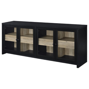 English Elm Kennison Three Piece Media Center with Glass Doors and Tower Storage for Large Tvs B062S02034