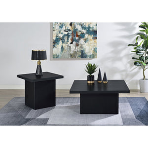 English Elm Eldridge Square Two Piece Coffee and End Table Set for Modern Living Rooms Black B062S02037
