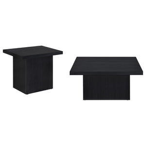 English Elm Eldridge Square Two Piece Coffee and End Table Set for Modern Living Rooms Black B062S02037