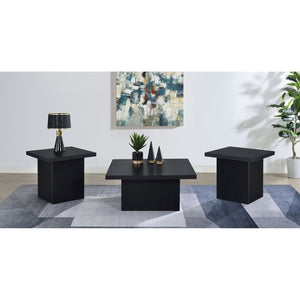 English Elm Eldridge Square Coffee Table Set with Matching End Tables for Modern Living Rooms Black B062S02038