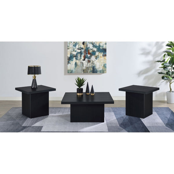 English Elm Eldridge Square Coffee Table Set with Matching End Tables for Modern Living Rooms Black B062S02038