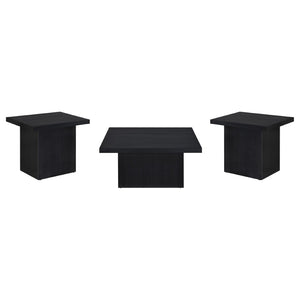 English Elm Eldridge Square Coffee Table Set with Matching End Tables for Modern Living Rooms Black B062S02038