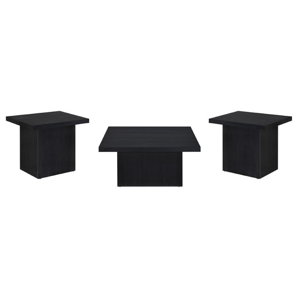 English Elm Eldridge Square Coffee Table Set with Matching End Tables for Modern Living Rooms Black B062S02038