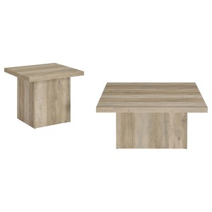 English Elm Eldridge Square Two Piece Coffee and End Table Set for Modern Living Rooms Distressed Pine B062S02039