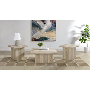 English Elm Eldridge Square Coffee Table Set with Matching End Tables for Modern Living Rooms Distressed Pine B062S02040