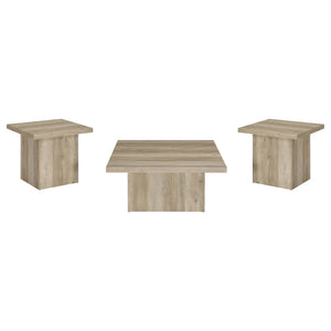English Elm Eldridge Square Coffee Table Set with Matching End Tables for Modern Living Rooms Distressed Pine B062S02040