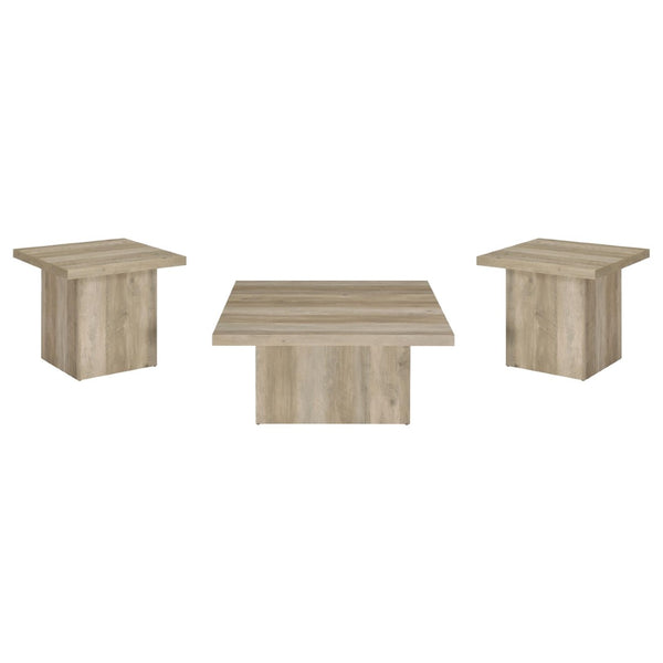 English Elm Eldridge Square Coffee Table Set with Matching End Tables for Modern Living Rooms Distressed Pine B062S02040