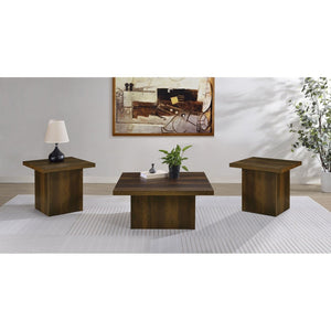English Elm Eldridge Square Coffee Table Set with Matching End Tables for Modern Living Rooms Dark Pine B062S02042