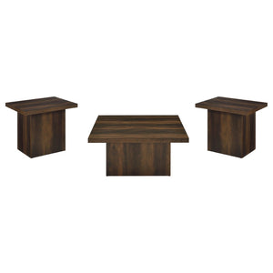 English Elm Eldridge Square Coffee Table Set with Matching End Tables for Modern Living Rooms Dark Pine B062S02042