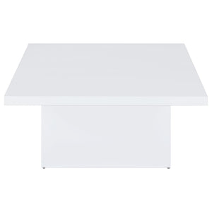 English Elm Eldridge Gloss White Plinth Base Coffee and End Table Set for Modern Living Rooms B062S02043