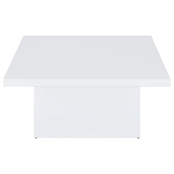 English Elm Eldridge Gloss White Plinth Base Coffee and End Table Set for Modern Living Rooms B062S02043