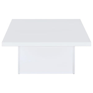 English Elm Eldridge Gloss White Plinth Base Coffee and End Table Set for Modern Living Rooms B062S02043