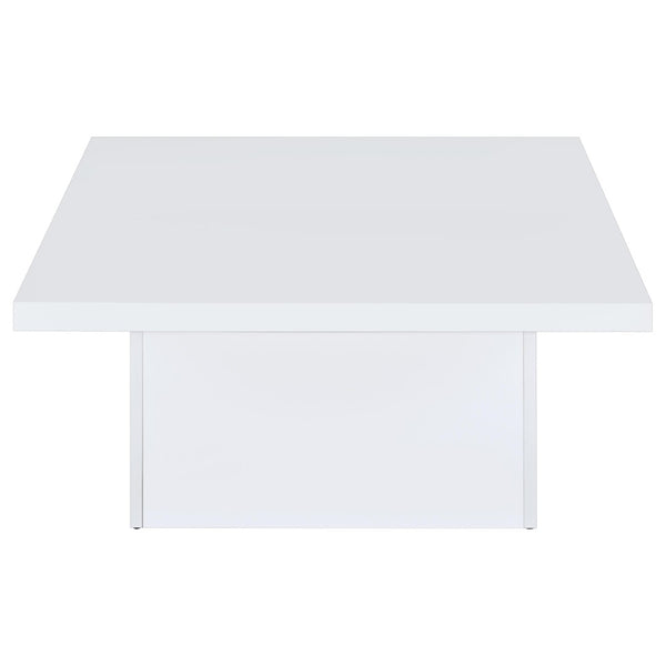 English Elm Eldridge Gloss White Plinth Base Coffee and End Table Set for Modern Living Rooms B062S02043