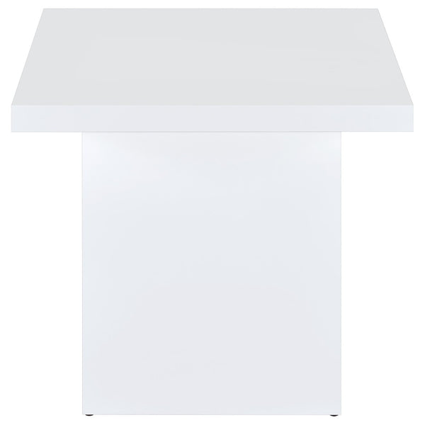 English Elm Eldridge Gloss White Plinth Base Coffee and End Table Set for Modern Living Rooms B062S02043
