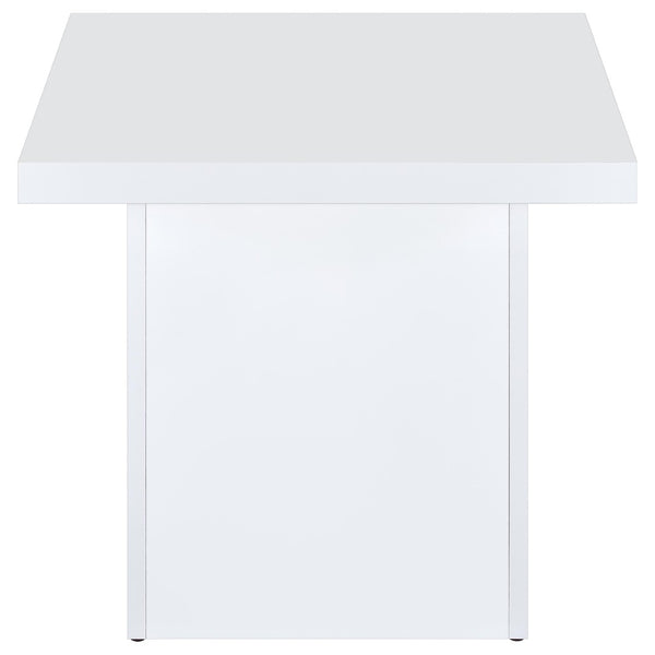 English Elm Eldridge Gloss White Plinth Base Coffee and End Table Set for Modern Living Rooms B062S02043