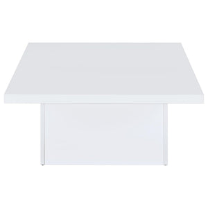 English Elm Eldridge Gloss White Square Coffee Table Set Sculptural Plinth Base Living Room Trio B062S02044