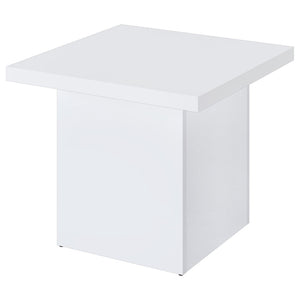 English Elm Eldridge Gloss White Square Coffee Table Set Sculptural Plinth Base Living Room Trio B062S02044