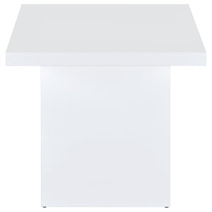 English Elm Eldridge Gloss White Square Coffee Table Set Sculptural Plinth Base Living Room Trio B062S02044