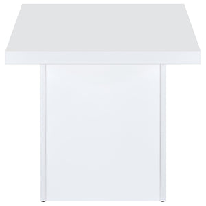 English Elm Eldridge Gloss White Square Coffee Table Set Sculptural Plinth Base Living Room Trio B062S02044