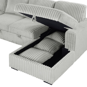 English Elm Thurston Corduroy Sleeper Sectional with Storage Chaise for Modern Living Rooms B062S02045