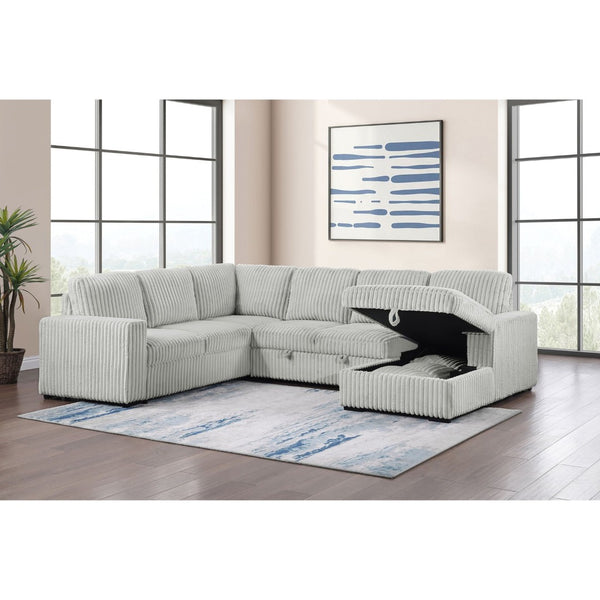 English Elm Thurston Corduroy Sleeper Sectional with Storage Chaise for Modern Living Rooms B062S02045
