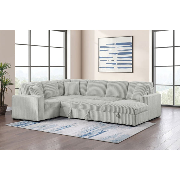 English Elm Thurston Corduroy Sleeper Sectional with Storage Chaise for Modern Living Rooms B062S02045