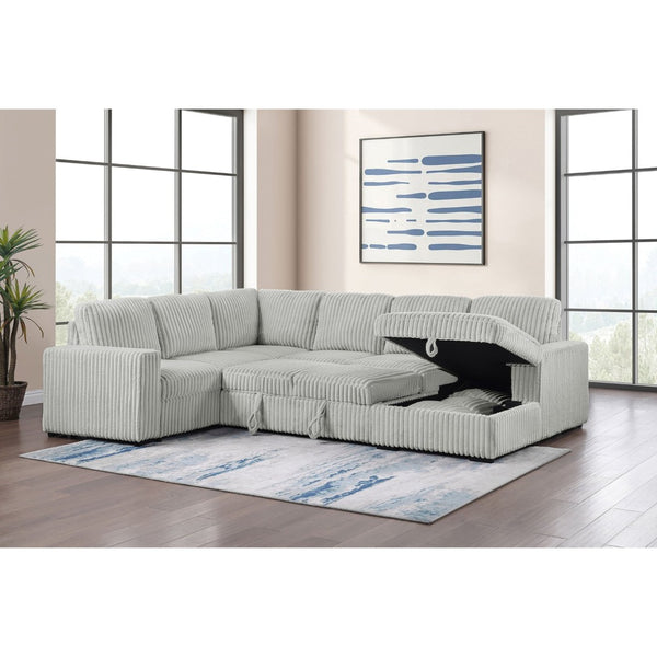 English Elm Thurston Corduroy Sleeper Sectional with Storage Chaise for Modern Living Rooms B062S02045