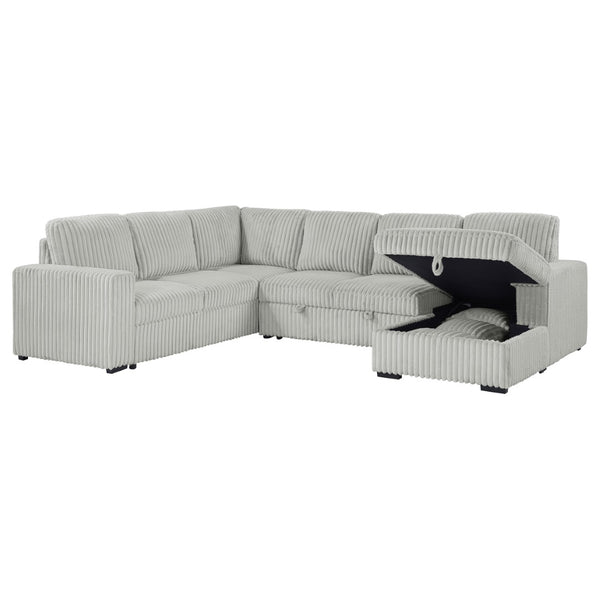 English Elm Thurston Corduroy Sleeper Sectional with Storage Chaise for Modern Living Rooms B062S02045
