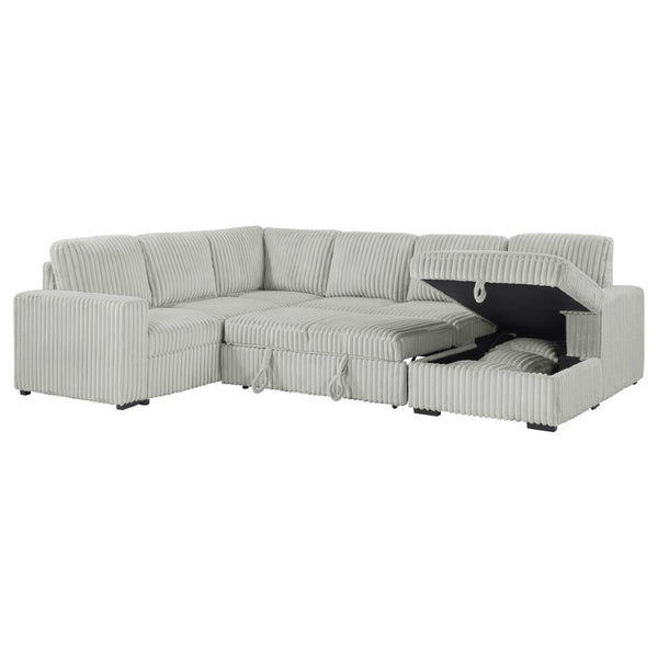 English Elm Thurston Corduroy Sleeper Sectional with Storage Chaise for Modern Living Rooms B062S02045