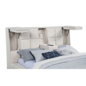 English Elm Oliver Tufted Upholstered Queen Bed with LED Lights and Built-In Console Storage B062S02048
