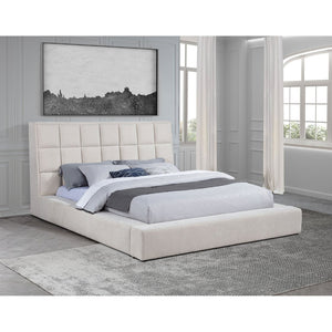 English Elm Oliver Tufted Upholstered Eastern King Bed with LED Lights and Built-In Storage Console B062S02049