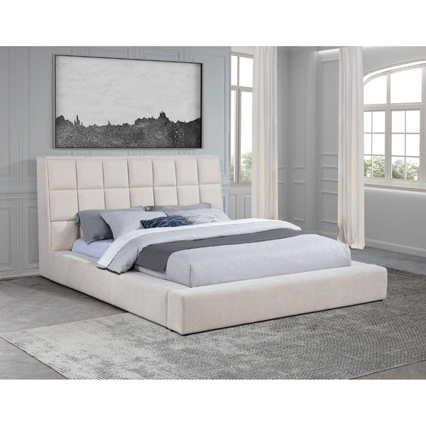 English Elm Oliver Tufted Upholstered Eastern King Bed with LED Lights and Built-In Storage Console B062S02049