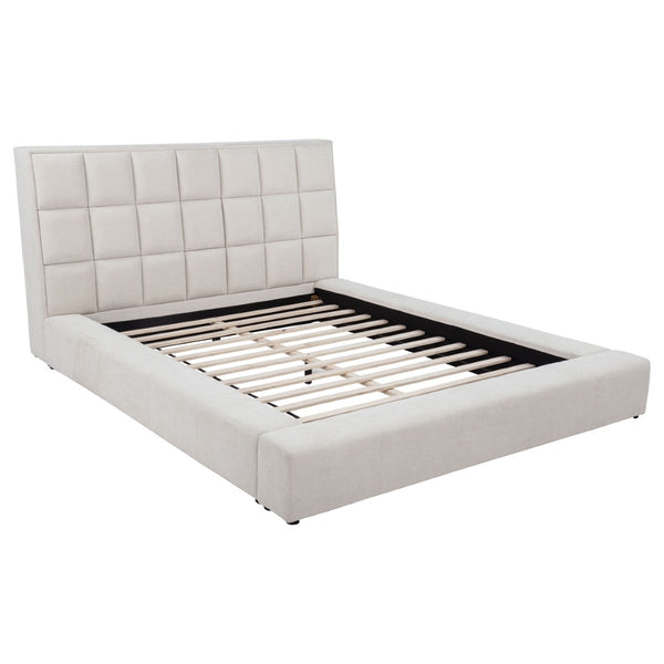 English Elm Oliver Tufted Upholstered Eastern King Bed with LED Lights and Built-In Storage Console B062S02049