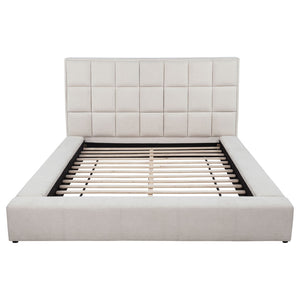 English Elm Oliver Tufted Upholstered Eastern King Bed with LED Lights and Built-In Storage Console B062S02049