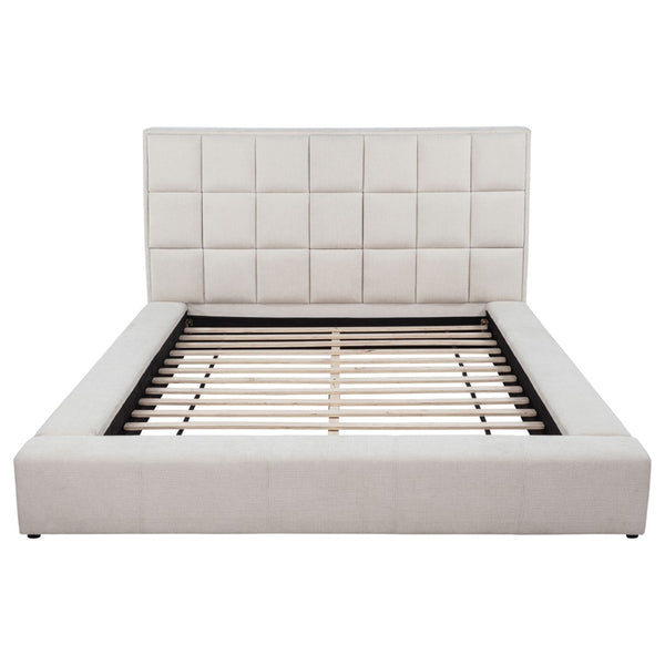 English Elm Oliver Tufted Upholstered Eastern King Bed with LED Lights and Built-In Storage Console B062S02049