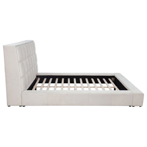 English Elm Oliver Tufted Upholstered Eastern King Bed with LED Lights and Built-In Storage Console B062S02049
