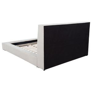 English Elm Oliver Tufted Upholstered Eastern King Bed with LED Lights and Built-In Storage Console B062S02049