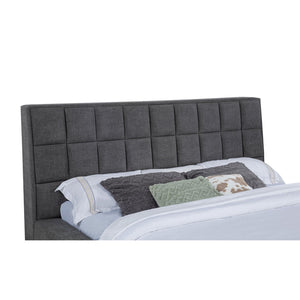 English Elm Oliver Grey Tufted Queen Bed with LED Lights Built-In Console and Padded Rail Seating B062S02050